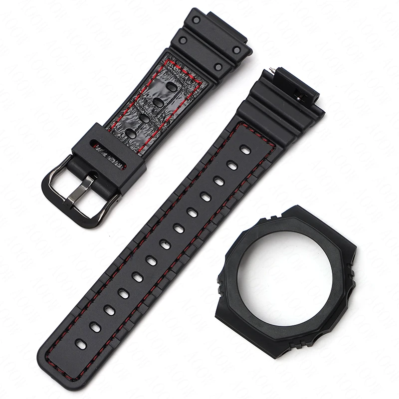 Black Resin Strap Bezel for Casio G-SHOCK GA-2100 GA-2110 Quick Release Men Waterproof Rubber Replace Watch Band Protective Case