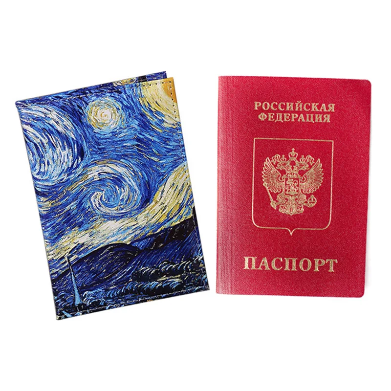 

Art Starry Sky Passport Cover van gogh Classical Travel Women Passport Holder Desinger ID Passport Case