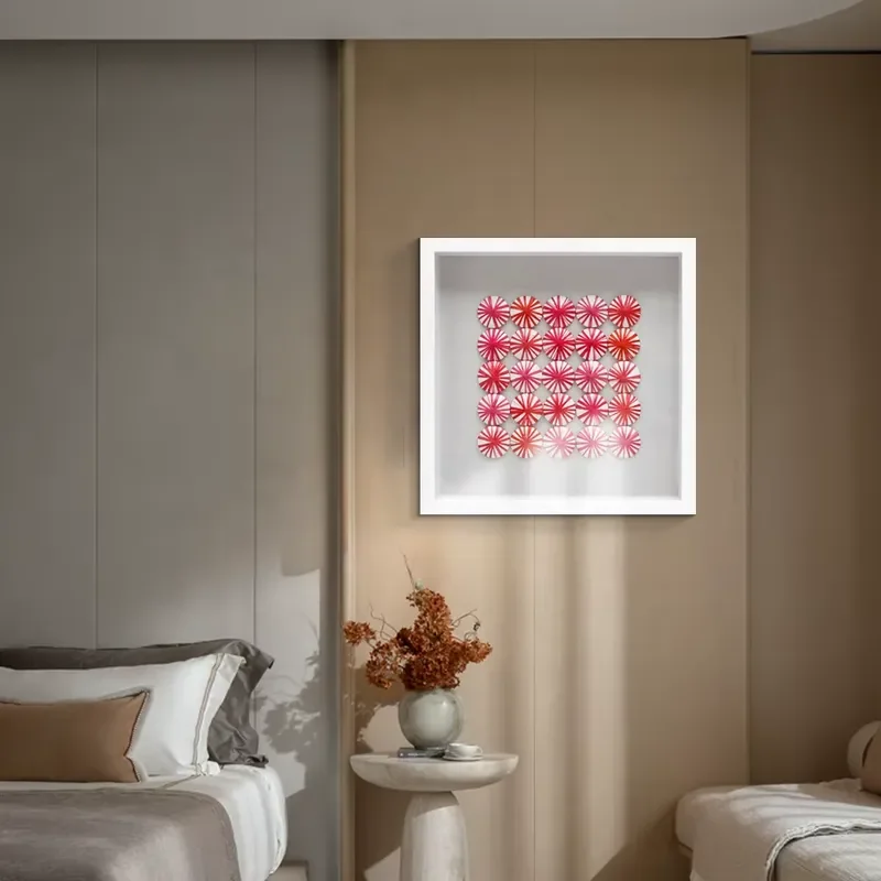 JZ Framed 3D Button Home Decor Wall Art Mixed Media Art Artwork Handmade Bedroom Abstract Painting