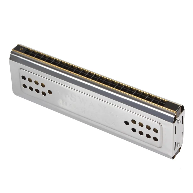 Swan Professional Tremolo Harmonica, instrumentos musicais, dupla face, 24 buracos, chave de C & G