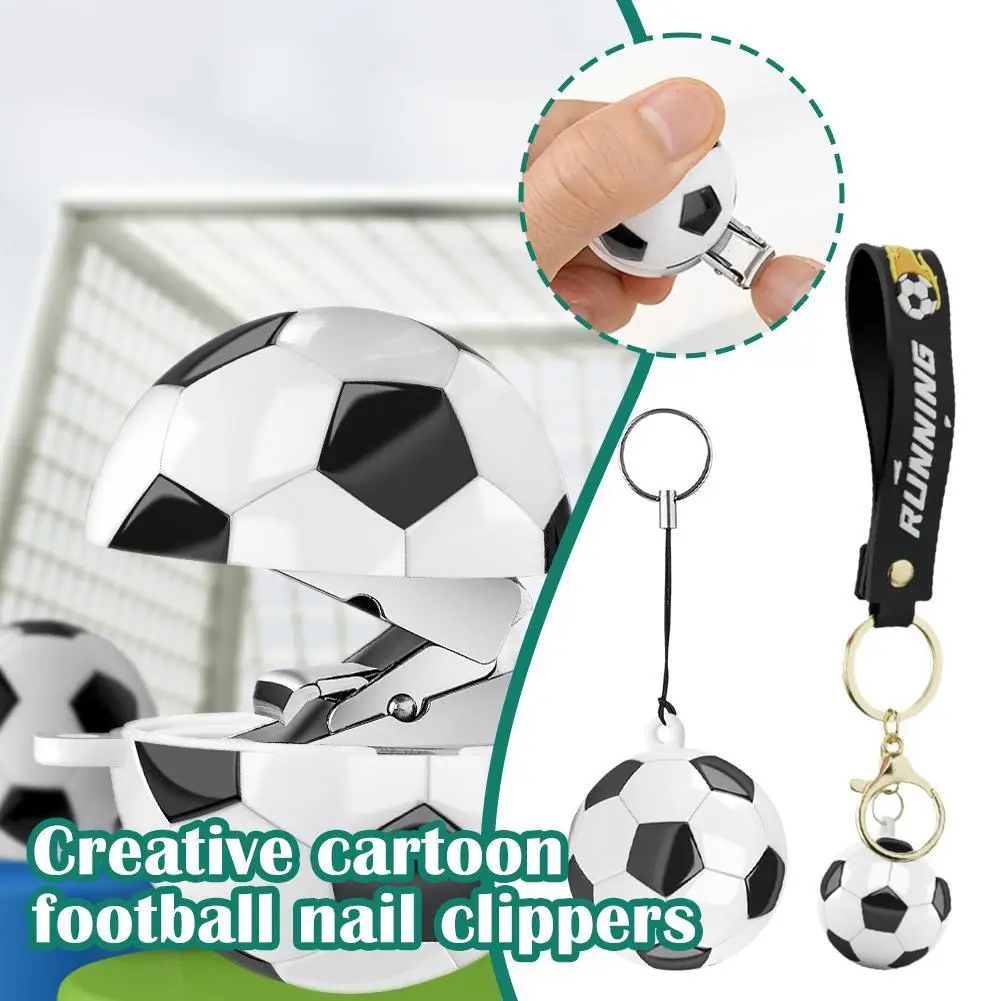 Portable Foldable Football Shape Nail Clippers Nail File With Key Leather Case Nail Tool Backpack Pendant