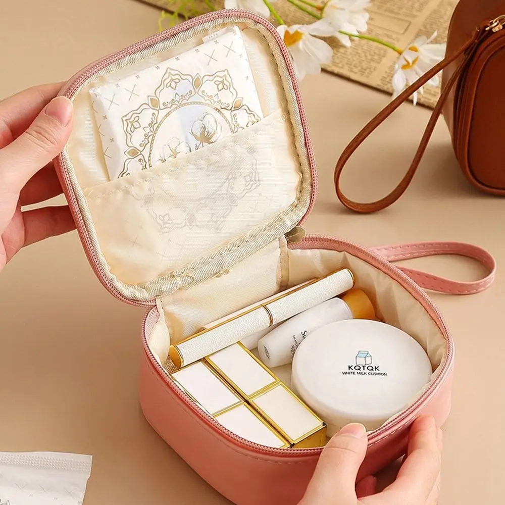 

Косметичка из искусственной кожи на молнии, санитарные салфетки, водонепроницаемые маленькие квадратные мешки, вместительный органайзер для туалетных принадлежностей