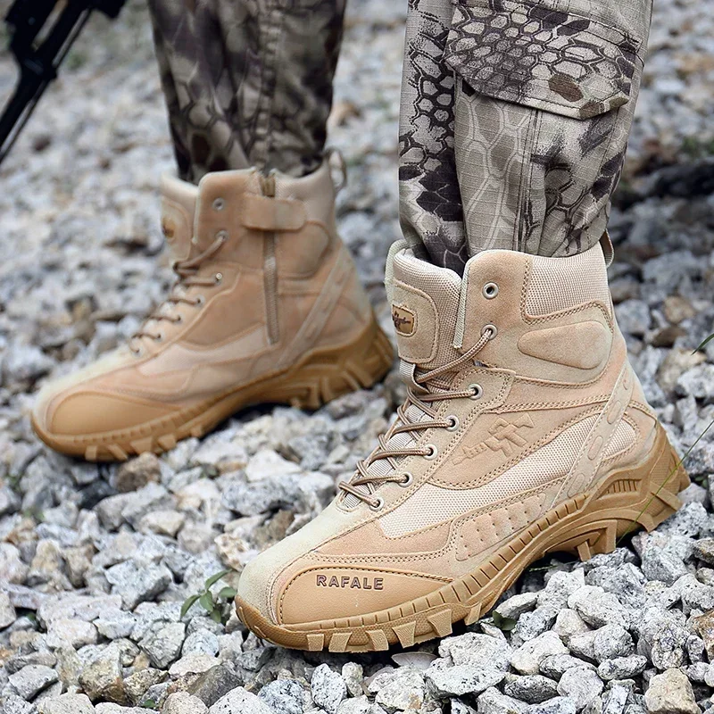 

Pop Men Tactical Boots Waterproof Hunting Hiking Shoe Lace Up Motorcycle Brand Size Plus Desert Unisex Army Boot Male Climbing S