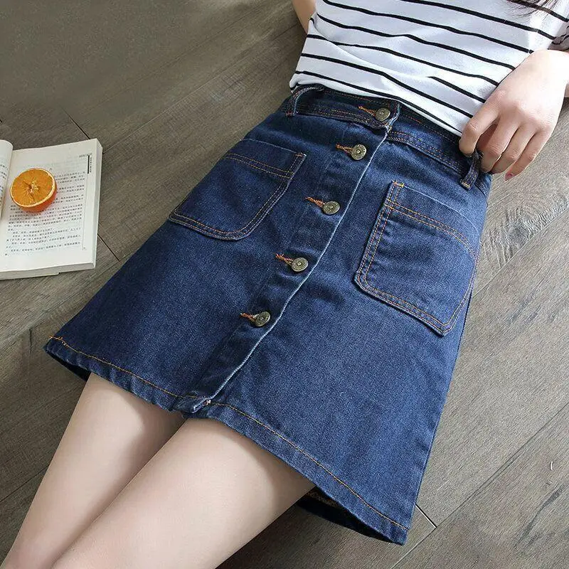 

High Waist Denim Skirt Women's Faion Slim Fit Anti Exposure Spring Autumn Versatile a Line Skirt ort Skirt
