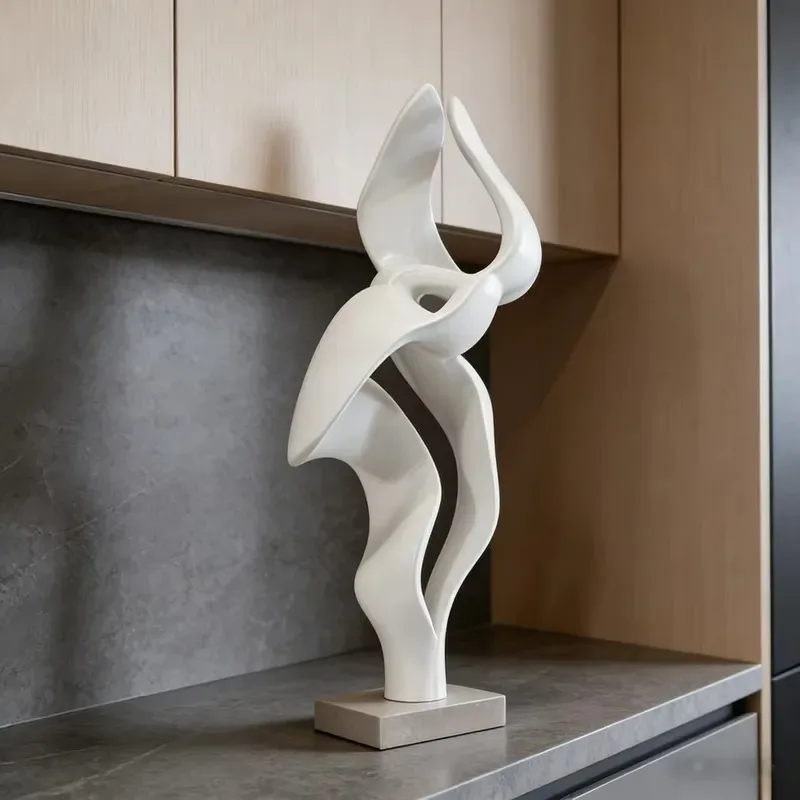 Jingyue custom white metal arc sculpture modern fluid modeling home living room kitchen decoration modern interior art