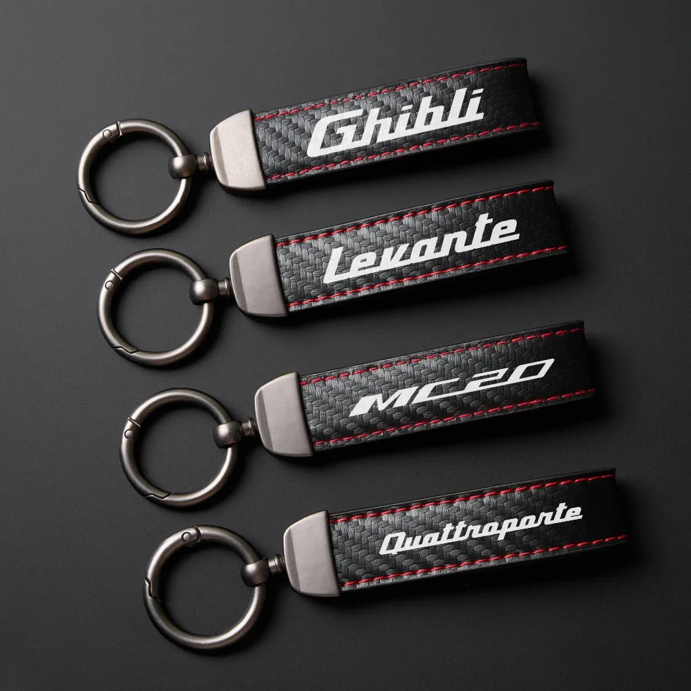 Car Keychain Strap Key Chain Rope Ring Lanyard Holder Decoration Accessories For Maserati Logo Mc20 Ghibli Levante Quattroporte