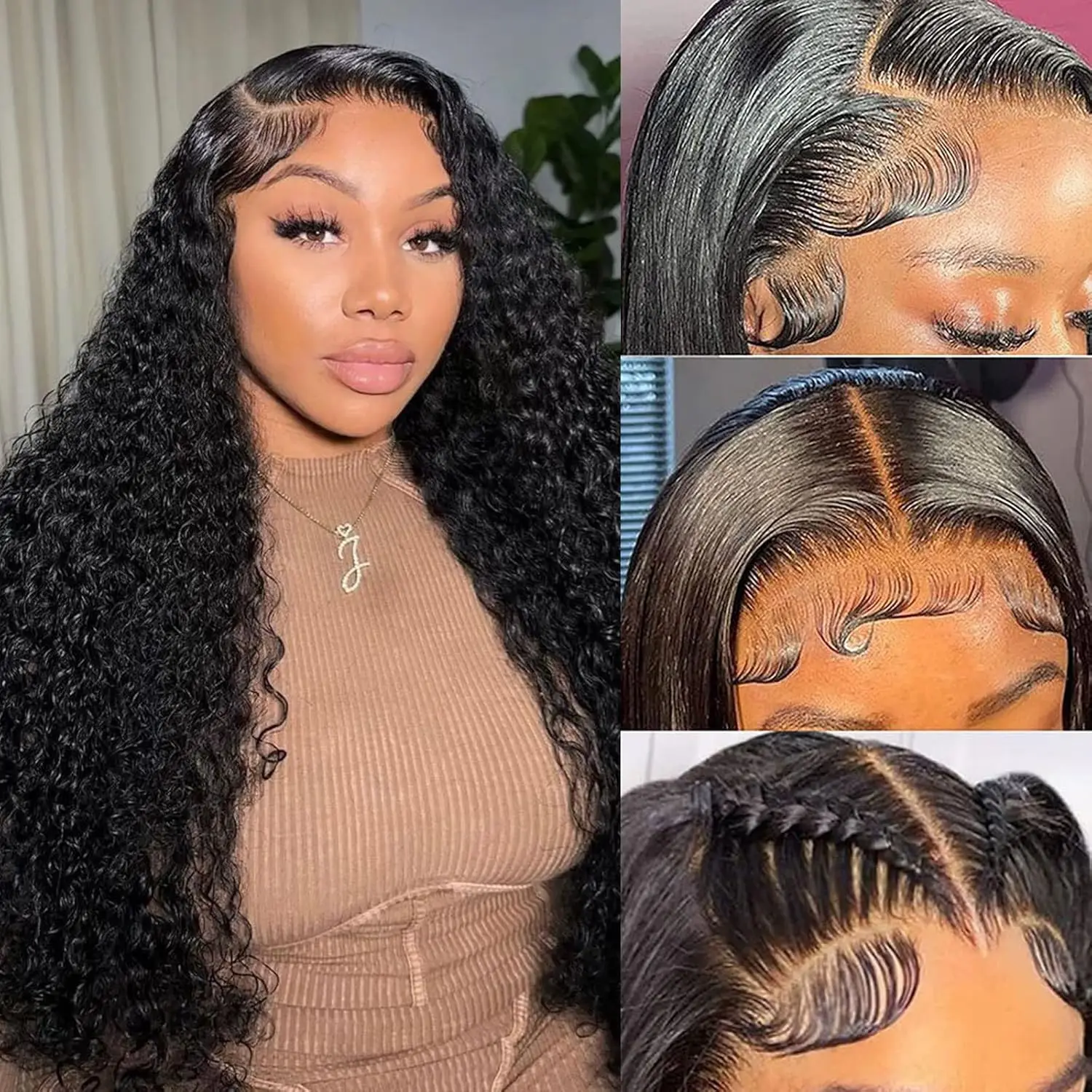 5x5 HD Lace Closure Wigs Human Hair Glueless Wigs Human Hair Pre Plucked Pre Cut Ready To Wear Deep Wave Curly Glueless Wig
