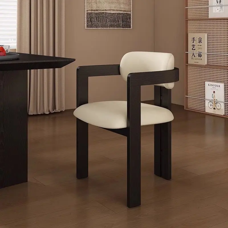 Rétro, luxe léger, chaise de salle à manger, maison, chaise, accoudoir, bois massif, nordique, créat