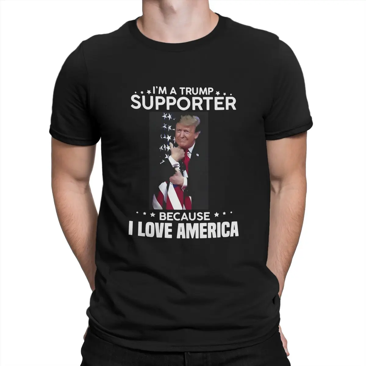 Men's I'm A TRUMP SUPPORTER THE SHERT T Shirts I support trump 100% Cotton Clothing Awesome Short Sleeve Crewneck Tee Shirt