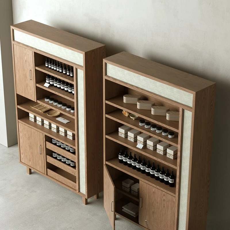 Medieval display cabinet Multi-layer cosmetics oil product Tea room Zen shelf Floor to wall vertical cabinet