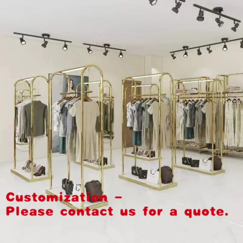 custom.Dy Store Design Custom-made gold women's wedding dressLEDClothing display rack, metal clothes rack, bridal shop furniture