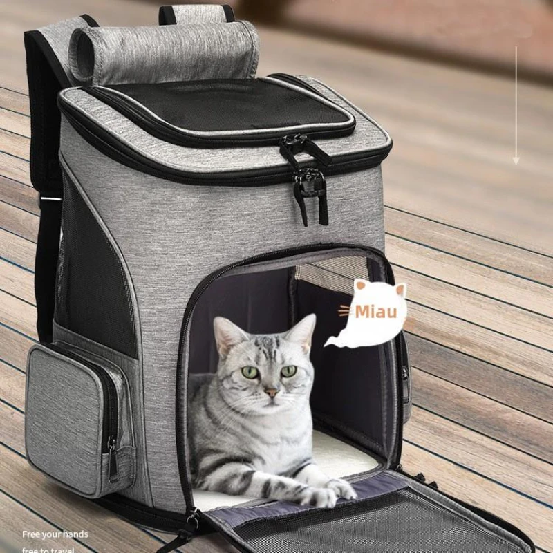 

Cat Bag Portable Cat backpack Foldable Small Dog and Cat Outing Bag Large Capacity Double Shoulder Pet Backpack