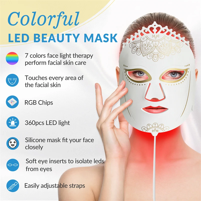 Frovab Red Blue LED Therapy Light Mask Light Stunning Beauty Face Slimming Mask Calm Redness Home Use Smooth Fine Lines Friming