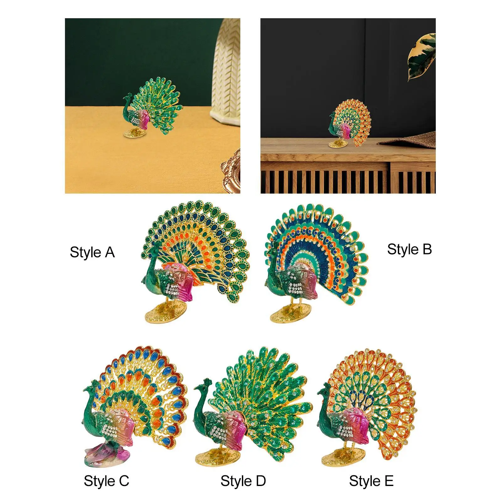 

Mini Peacock Statue Housewarming Gift Realistic Collection Display Modern Ornament for Office Desktop Indoor Farmhouse Decor