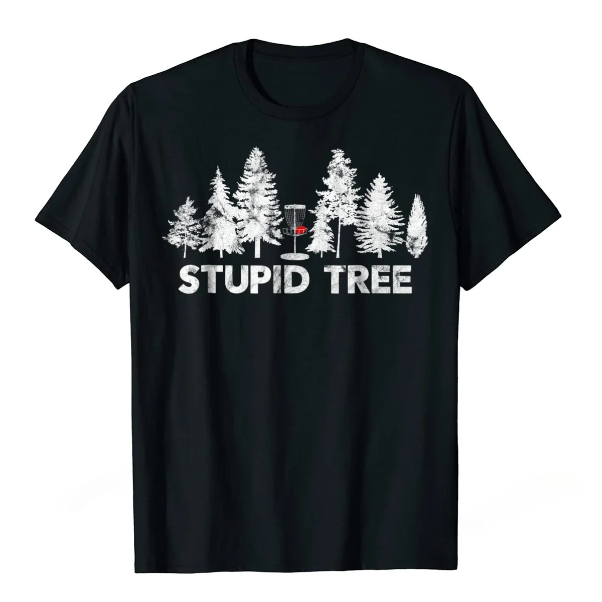 Funny Disc Golf Shirt for Men and Kids Stupid Tree Casual Printed T-Shirts Summer Hip Hop Fashion Unique Harajuku Round Collar