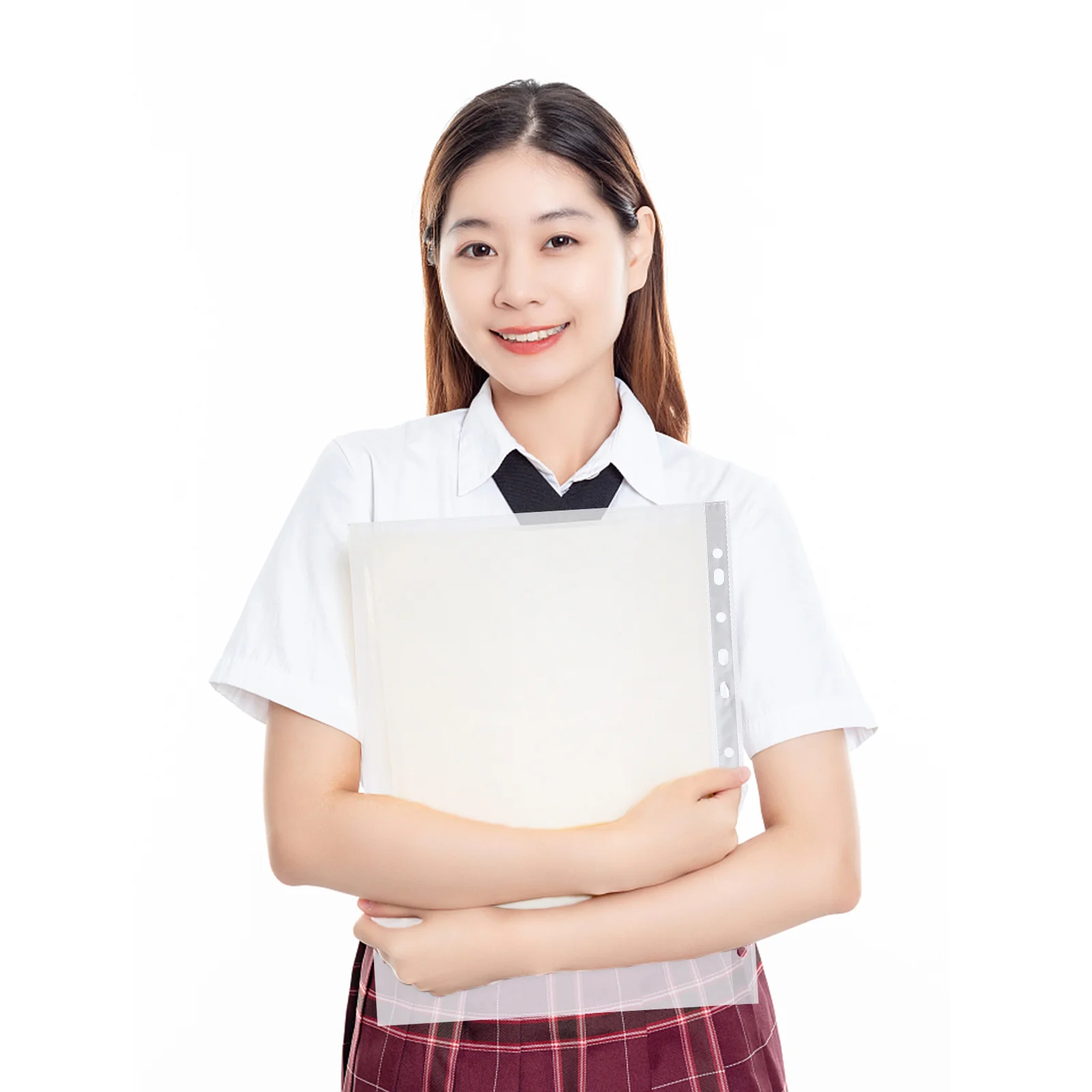 

100pcs Transparent Blinder File Bags High-Grade Pp Wear-Resistant Smooth Edges Clear Page Protectors For Office School