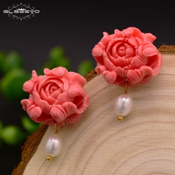 Natural Fresh Water Pearl Coral Earrings Luxury High Quality Fine Jewelry for Women Wedding  Pendientes Aretes De Mujer