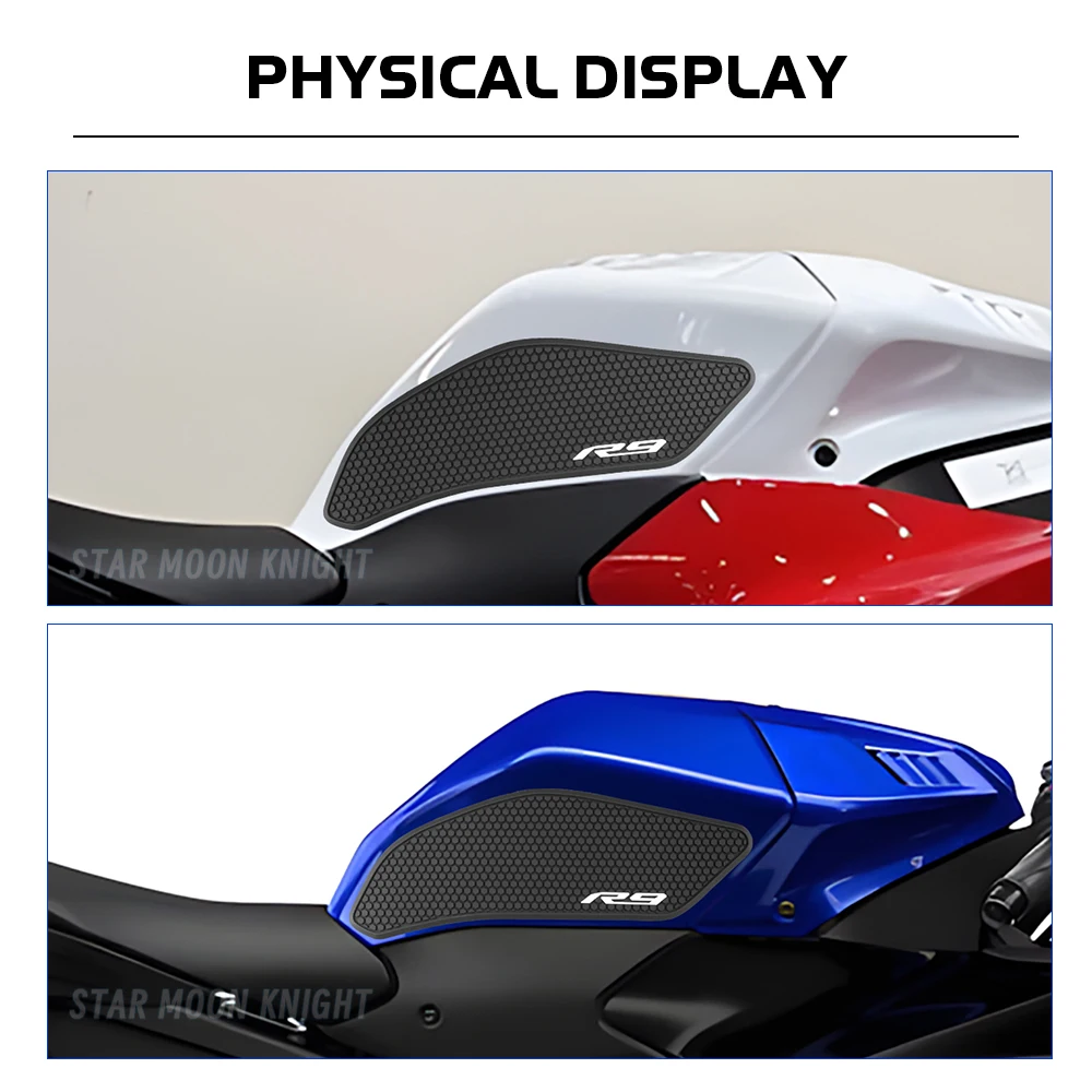 لياماها خزان الوسادة خزان الوقود ملصقات YZF-R9 YZF R9 2025 + دراجة نارية عدم الانزلاق الجانب خزان الوقود وسادة مقاومة للماء