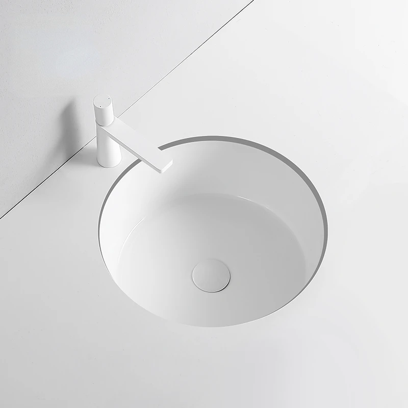 Pure round Drop-in Sink Embedded Wash Basin Ceramic Balcony Washbasin Single Basin