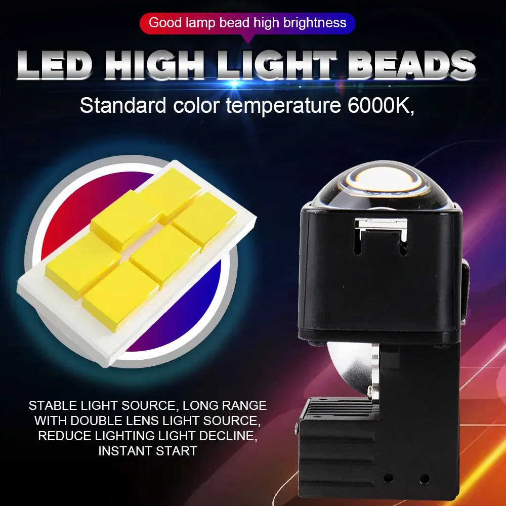 High Power H4 Matrix Bi-led Lens 1.5 Inch Car LED Headlight Bulbs for Motorcycle H4 H7 9005 9006 Headlamp Auto Accessories