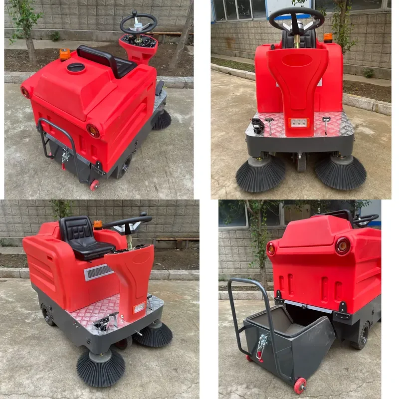 Multifunctional ride-on sweeper, new energy sweeper, cement factory workshop sweeper