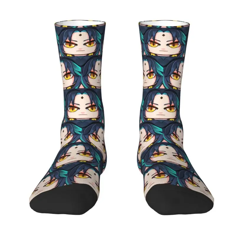 Kawaii męskie Xiao Genshin sudress skarpetki Unisex oddychające ciepłe 3D z nadrukiem Anime gry