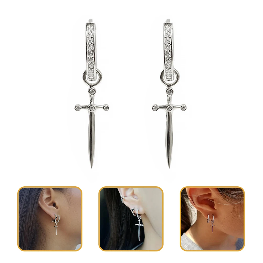 

Diamond Earrings Trendy Sparkly for Women Dangle Hoop Wedding Women's