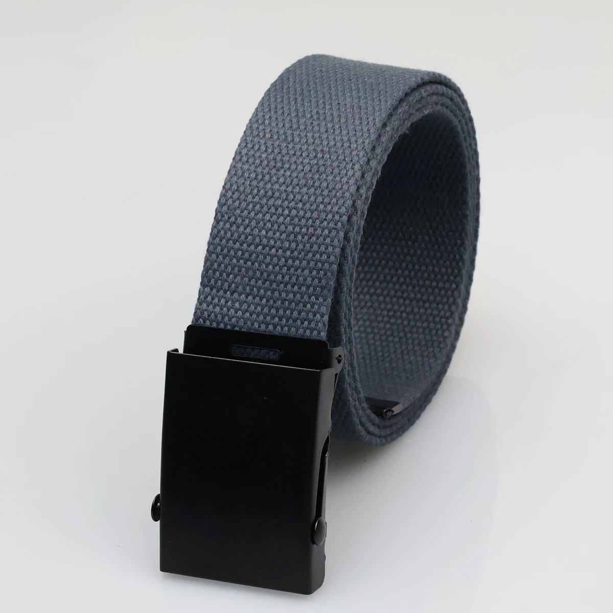 Casual Solid Color Canvas Belt Unisex Black Alloy Buckle Nylon Men\'s Belt