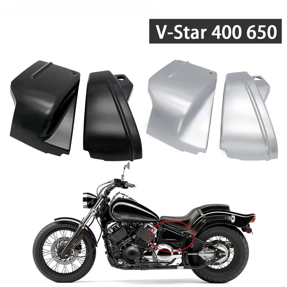 Motorcycle Accessories Side Battery Fairing Covers Panel For Yamaha V-Star XVS400 XVS650 Dragstar DS400 DS650 Custom Classic
