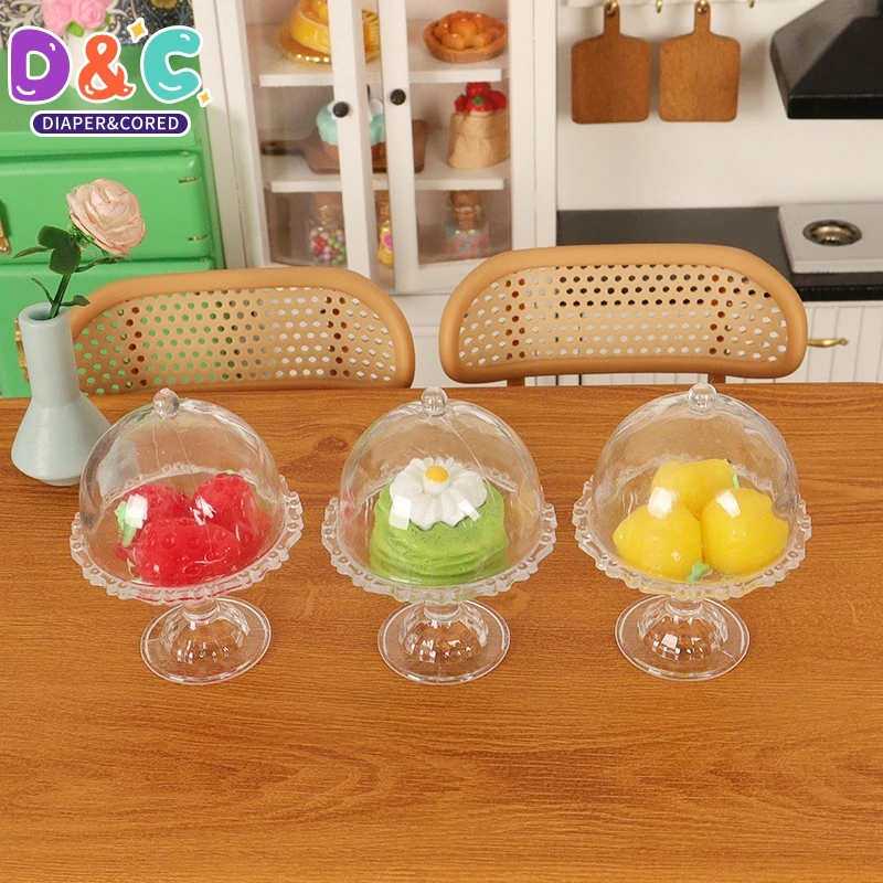 1:6/1:12 Dollhouse Miniature Candy Jar Glass Dessert Fruit Tray Doll House Decor Toy