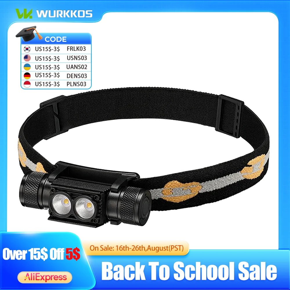 H25L USB Recarregável 1000LM 18650 Farol Duplo TN-3535 90CRI 5000K Cabeça Lanterna IPX4 Camping Pesca Tocha