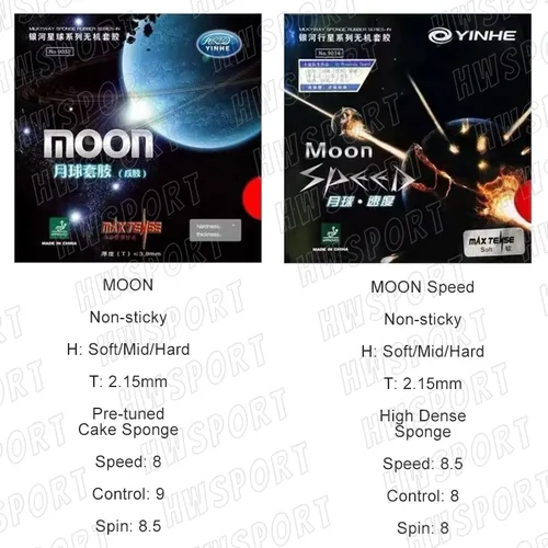 Imagen 2 del producto YINHE-Hoja de goma para tenis de mesa MOON Speed, hoja de goma no pegajosa para Ping Pong con esponja elástica alta