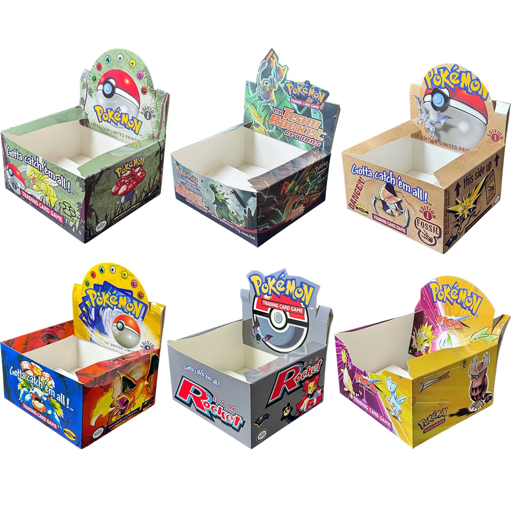 PKM Booster Pack Box Packaging Empty Box Base set Jungle Fossil Team Rocket Team Rocket Returns Neo Destiny self-made Toys Gifts