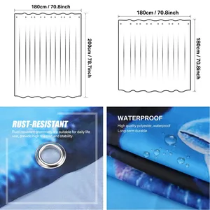 Blue Delphin Blue Schuhvorhang World Life Marine Life Stoff Polyester Kinder Ozean Themen Badezimmerdekoration Set mit 12 Haken 8 Hauptverkaufsbootvorhang - №7