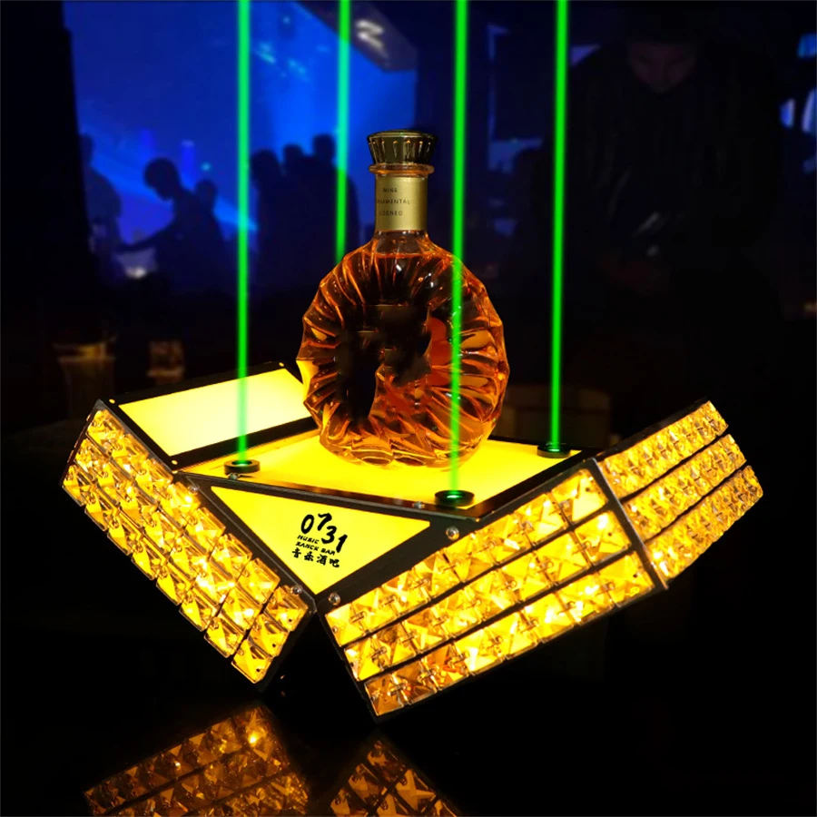 

Metal Crystal LED Bottle Presenter Glorifier VIP Bottle Display Rack LED Champagne Bottle Glorifier Stand for Night Club Bar