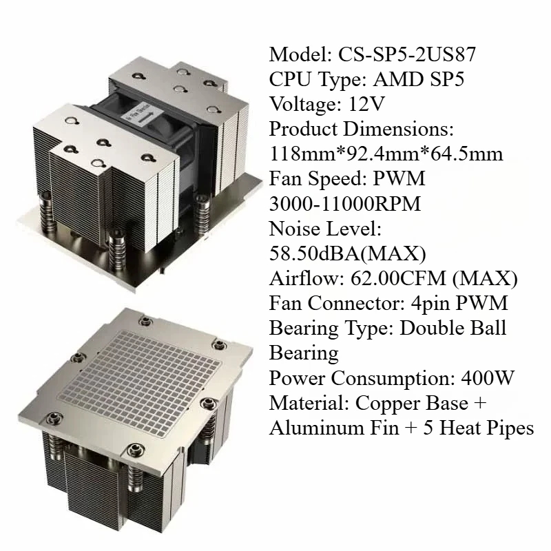 Suitable for Jinqianbao 2U server AMD SP5 2U S87 CPU cooling fan