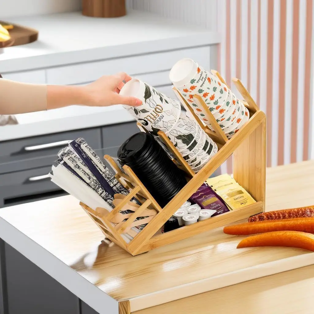 Деревянный стеллаж для хранения, магазин чая с молоком, стеллаж для хранения соломенной отделки бумажных стаканчиков