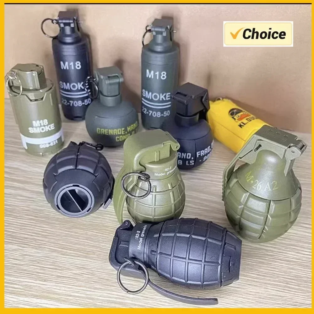 F2PCS Grenadas de impacto alimentadas por resorte, plástico táctico M67, juguetes de granadas de mano, modelo para Airsoft, Paintball, juego CS, accesorio de juego de rol