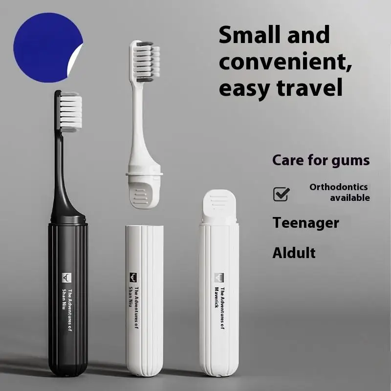 1pcs Toothbrush Clean Braces Dental Tooth Brush Ultra-Fine Soft Bristle Toothbrush Oral Care Removable Folding Storage Design