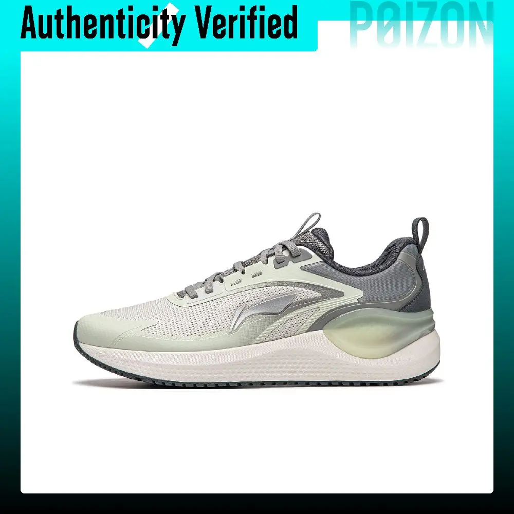 Li Ning Eazgo V2 Fabric Cushioning Abrasion Resistant Low top Casual Running Shoes Men's Gray Green ARSU001-4