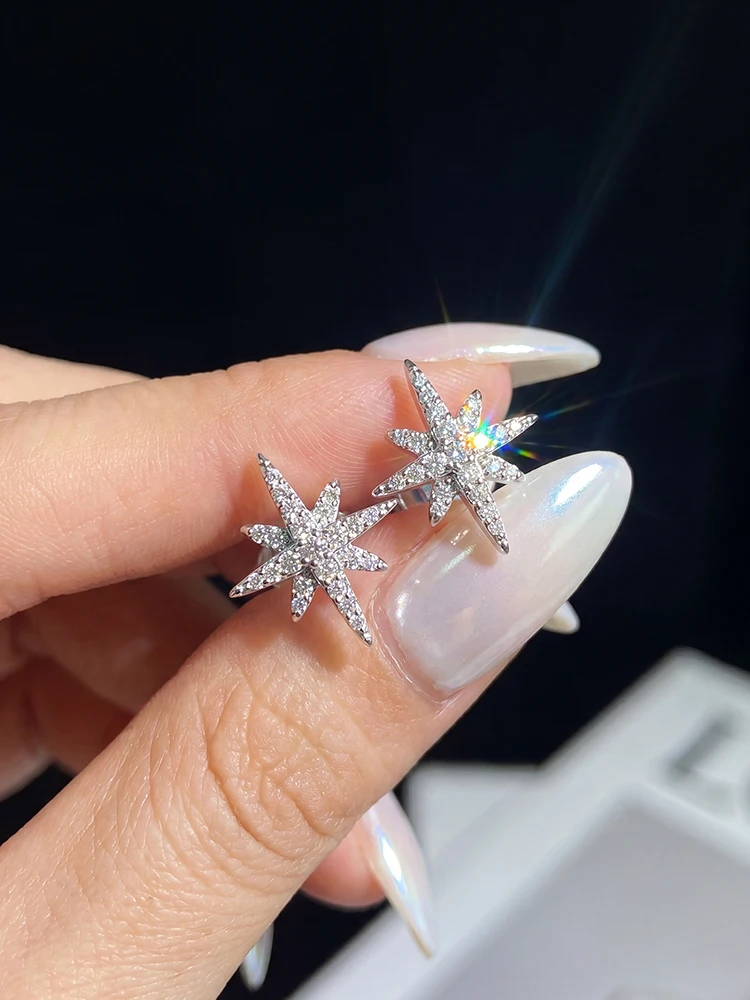 Echte Moissanit-Diamant Stellar Spikes Ohrringe für Damen 925 Sterling Silber Jubiläums-Luxus Hochwertige Feine Schmuckstücke – Detail 3