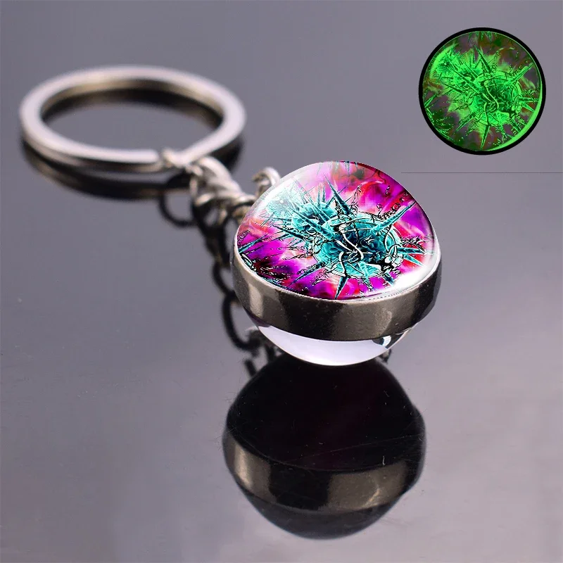 Luminous Virus Cancer Cells Photo Glass Ball Keychain Key Ring Bag Pendant Cancer Research Products Gifts for Biologist Doctor