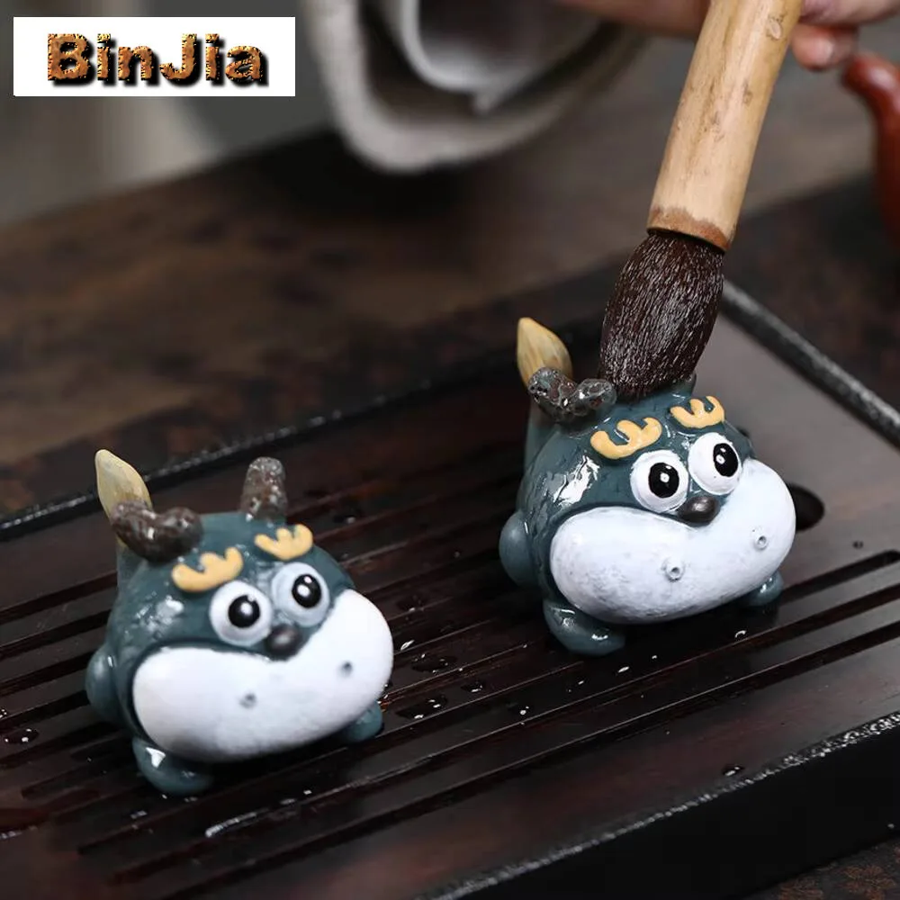 الإبداعية زودياك التنين الأرجواني الطين الشاي الحيوانات الأليفة تمثال حفل لطيف الجنية تمثال خدمات لوازم حلية اكسسوارات الحرفية