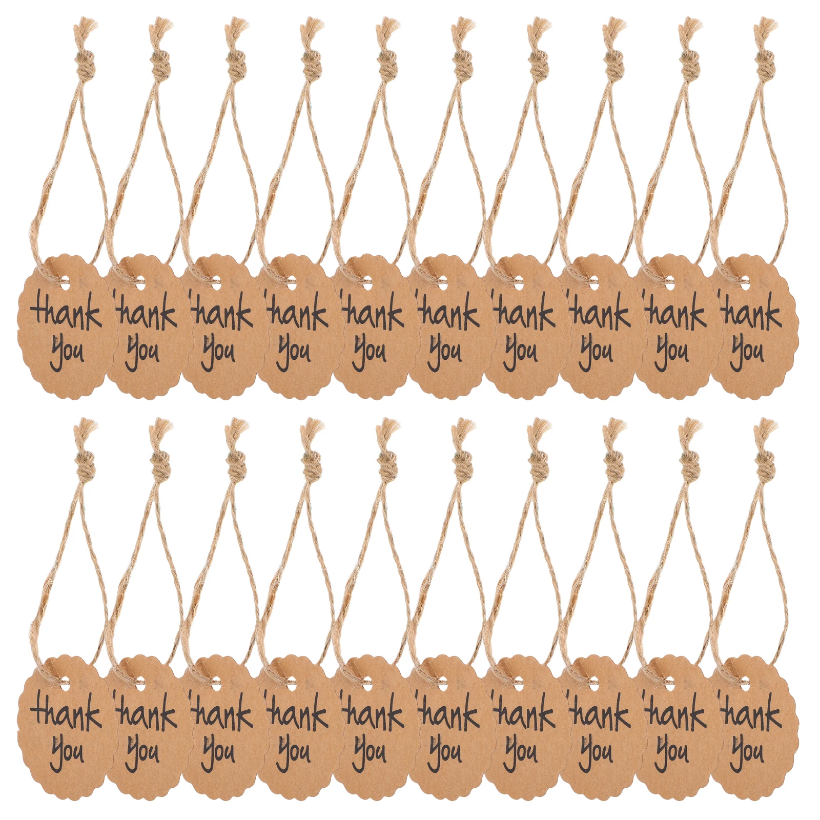 100pcs Kraft Scalloped Kraft Paper Tag Brown 4Cm 20Cm String Wedding Thank Tag You Label Favor Gift Thank You Label