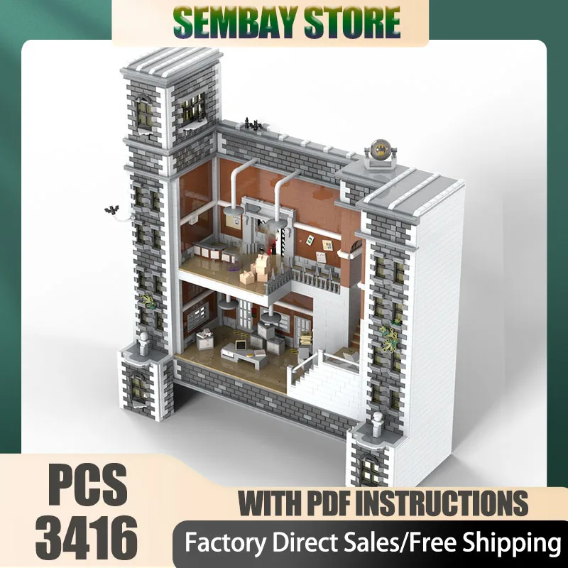 

Movie Model Moc Building Bricks City Police Department Headquarter Model Technology Blocks Christmas DIY Toy Construction Gift