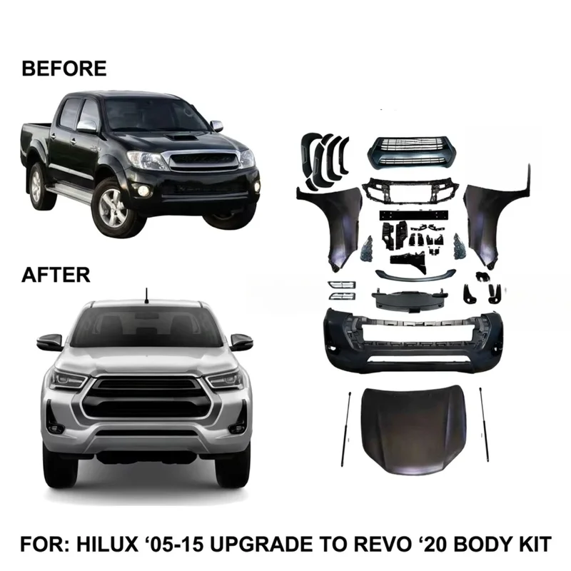 High Quality 2005-2015 Pickup Front Bumper & Grille Refit Kit Upgrade To 2020 Exterior Parts