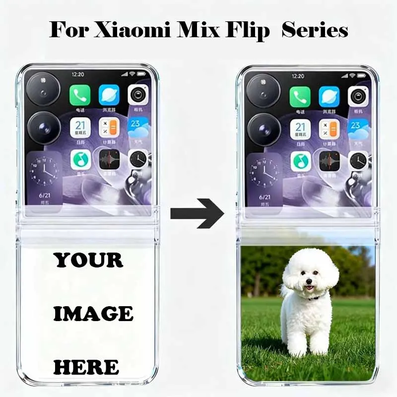 Складной чехол для телефона «сделай сам», индивидуальный заказ для Xiaomi Mix Flip 2, дизайн изображения, пара, имя домашних животных, прозрачный чехол для Mi Mix Flip