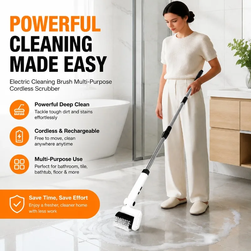 Household Multi‑Functional Cordless Electric Cleaning‑Brush Wireless Power‑Scrubber for Bathroom Tile Bathtub Floor‑Mopping