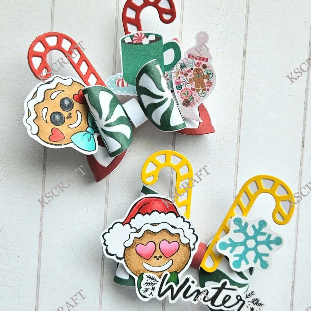 KSCRAFT Candy Cane Bows Cutting Dies Stencils for DIY Scrapbooking Decorative Embossing DIY Paper Cards