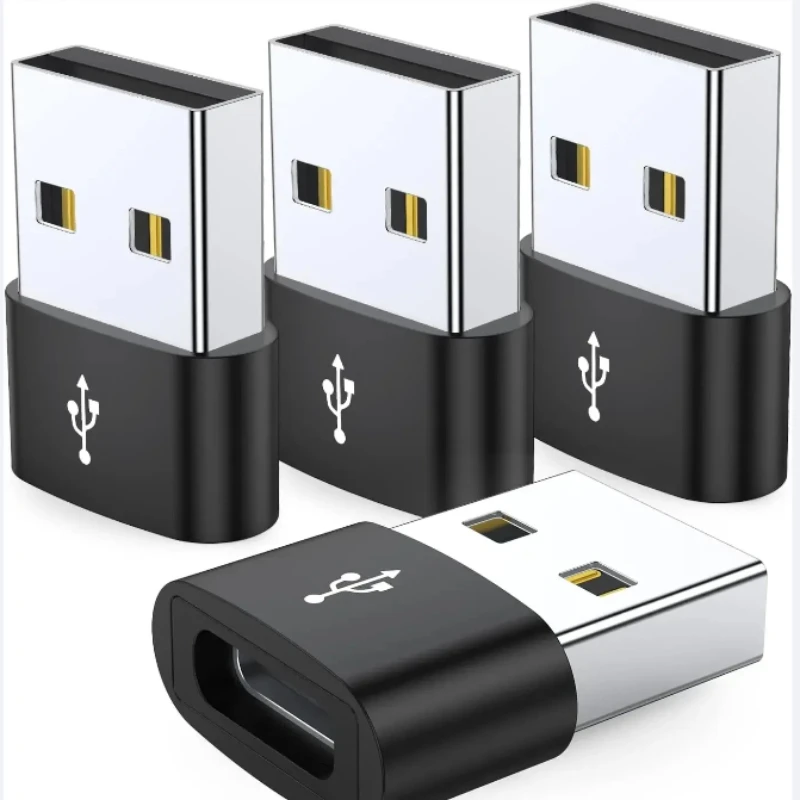 4‑Pack USB‑C Female to USB‑A Male Adapter USB A to Type‑C Charging Data Sync For iPhone iPad Samsung Pixel Android Phones Car